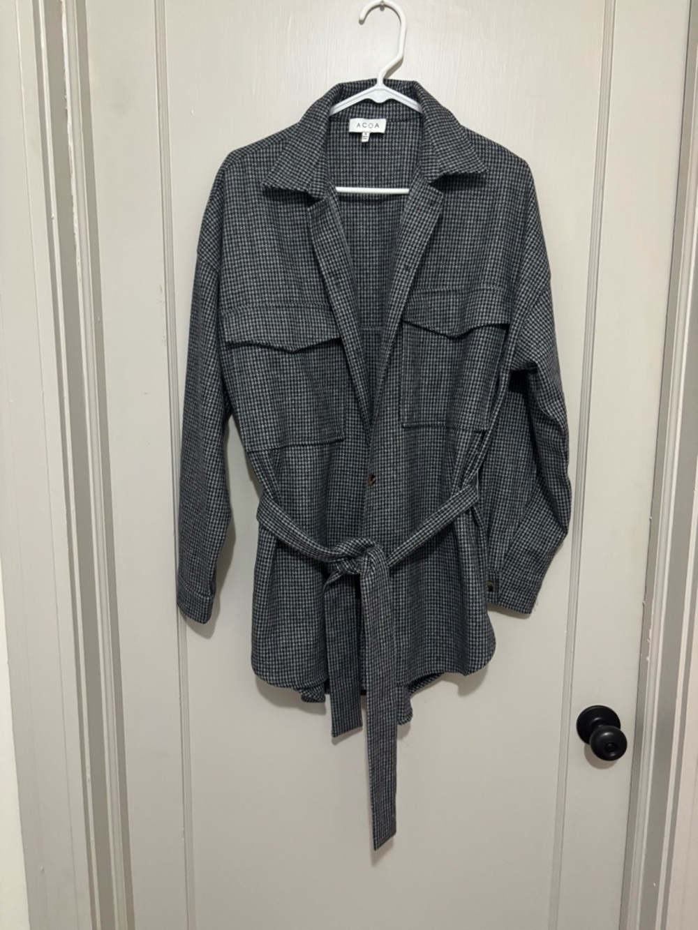 Black and Gray Houndstooth Tweed Shirt Tunic